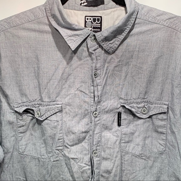 Billabong Shirt Size Large Gray Long Sleeve Button Front Men - Picture 1 of 11